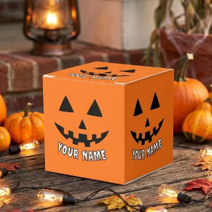 Personalised Orange Pumpkin Halloween Your Name Favour Box