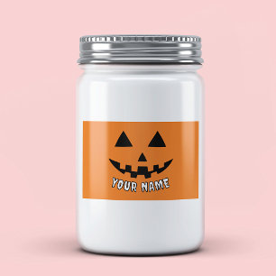 Personalised Orange Pumpkin Halloween Your Name Food Label