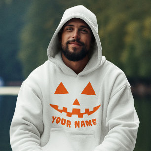 Personalised Orange Pumpkin Halloween Your Name Hoodie