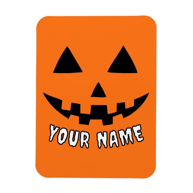 Personalised Orange Pumpkin Halloween Your Name Magnet (Vertical)
