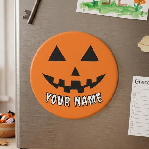 Personalised Orange Pumpkin Halloween Your Name Magnet