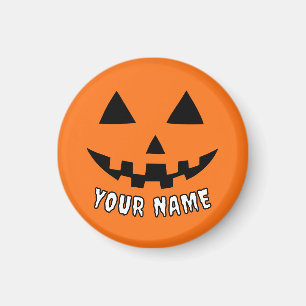 Personalised Orange Pumpkin Halloween Your Name Magnet