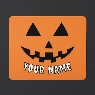 Personalised Orange Pumpkin Halloween Your Name Mouse Pad