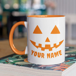Personalised Orange Pumpkin Halloween Your Name Mug