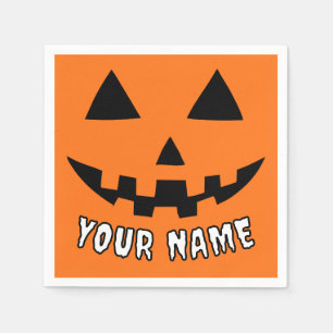 Personalised Orange Pumpkin Halloween Your Name Napkin