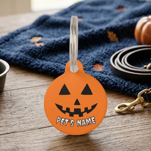 Personalised Orange Pumpkin Halloween Your Name Pet Tag