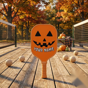 Personalised Orange Pumpkin Halloween Your Name Pickleball Paddle