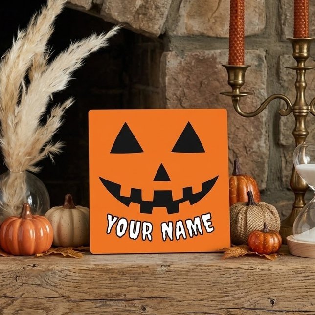 Personalised Orange Pumpkin Halloween Your Name Plaque (Creator Uploaded)