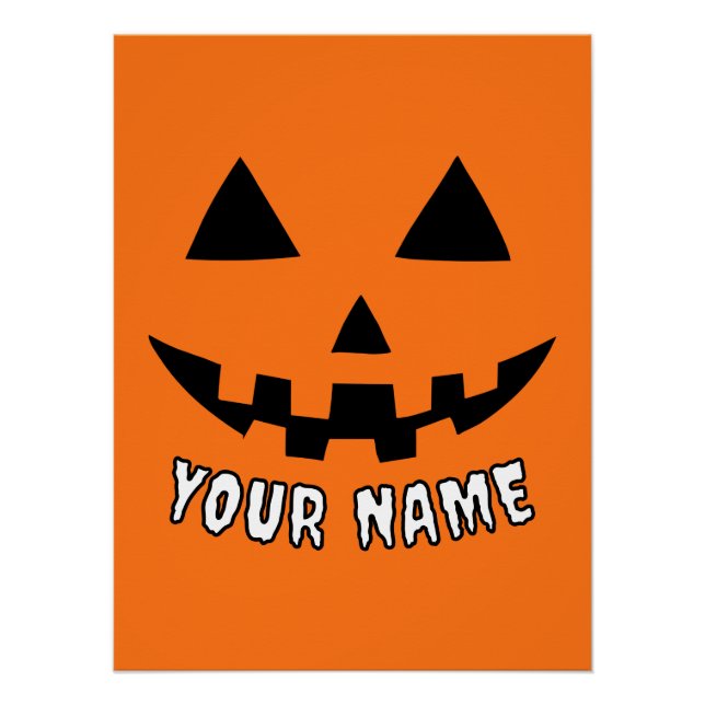Personalised Orange Pumpkin Halloween Your Name Poster (Front)
