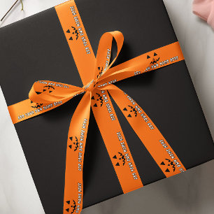 Personalised Orange Pumpkin Halloween Your Name Satin Ribbon