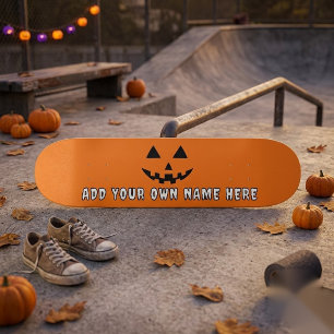 Personalised Orange Pumpkin Halloween Your Name Skateboard