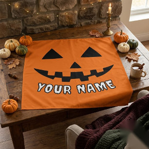 Personalised Orange Pumpkin Halloween Your Name Tapestry