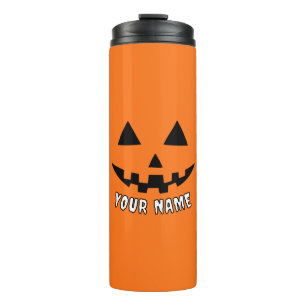 Personalised Orange Pumpkin Halloween Your Name Thermal Tumbler