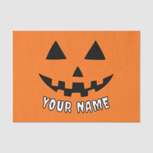 Personalised Orange Pumpkin Halloween Your Name Tissue Paper