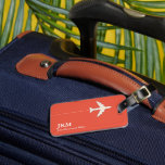 Personalised Orange-Red Aeroplane Traveller's Luggage Tag<br><div class="desc">An elegant item with the graphic image of a white plane on orange-red (custom reddish colour),  to identify your luggage at the airport. The warm reddish colour is easily identifiable,  and the minimalist simplicity of the design gives it a stylish touch. Label your luggage in style</div>