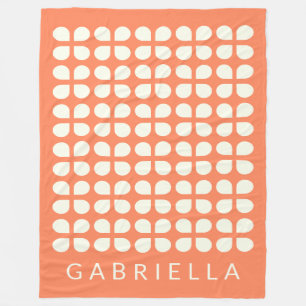 Personalised Orange Retro Midcentury Modern Bold Fleece Blanket