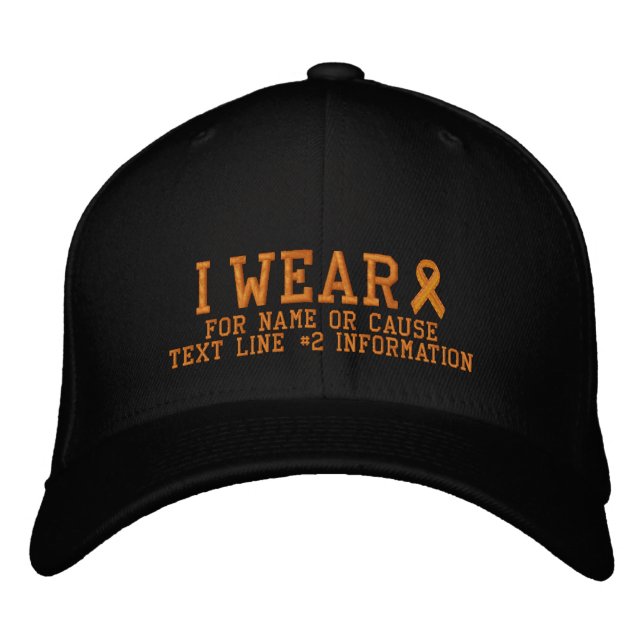 Personalised Orange Ribbon Awareness Embroidery Embroidered Hat (Front)