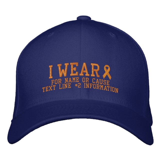 Personalised Orange Ribbon Awareness Embroidery Embroidered Hat (Front)