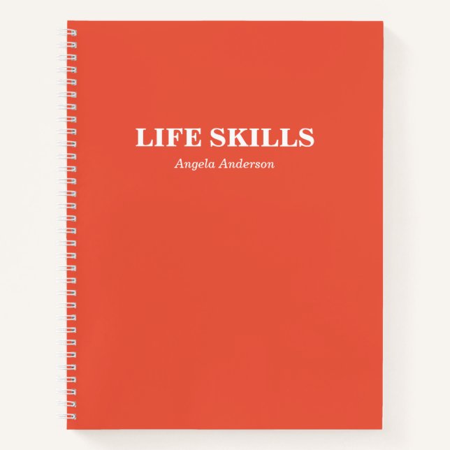 Personalised Orange School Subject Spiral Notebook (Front)