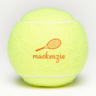 Personalised Orange Script Name Tennis Balls