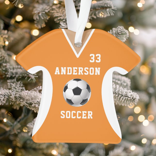 Personalised Orange Soccer Jersey Ornament (Creator Uploaded)