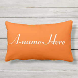 Personalised orange solid with white name custom lumbar cushion