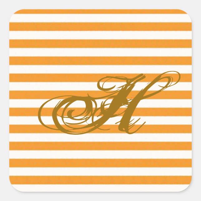 Personalised Orange Striped Square Sticker (Front)
