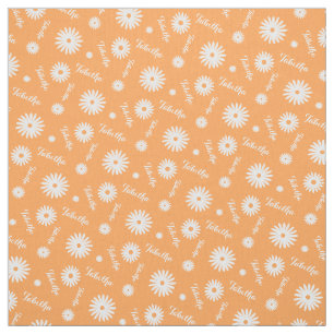 Personalised orange white daisy name pattern fabric