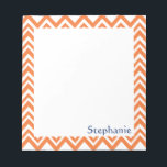 Personalised Orange Zigzag Pattern Notepad<br><div class="desc">Orange chevron pattern. Orange zigzag pattern.</div>