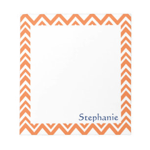Personalised Orange Zigzag Pattern Notepad