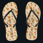 Personalised Oranges and Blossoms Flip Flops<br><div class="desc">How adorable are these flip flops? You can personalise them to suit your needs,  whether they are a brides maids gift,  personalised as a gift with the recipients name or purchase with out any text included. It is all up to you. Hand painted design.</div>