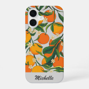 Personalised Oranges Citrus Fruit Floral Pattern iPhone 16 Case