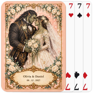 Personalised Orc Bride and Groom Wedding Favour Playing Cards