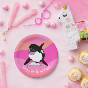 Personalised Orca Killer Whale Birthday Paper Plate