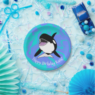 Personalised Orca Killer Whale Birthday Paper Plate