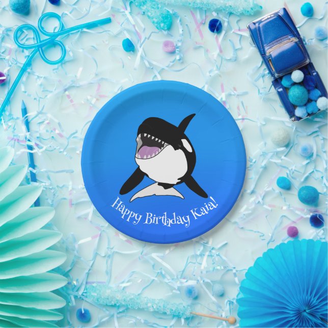 Personalised Orca Killer Whale Birthday Paper Plate (Party)