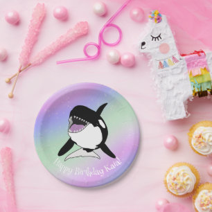Personalised Orca Killer Whale Birthday Paper Plate
