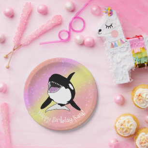 Personalised Orca Killer Whale Birthday Paper Plate