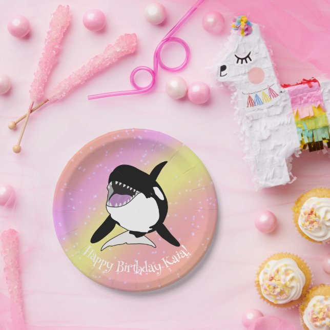 Personalised Orca Killer Whale Birthday Paper Plate (Party)