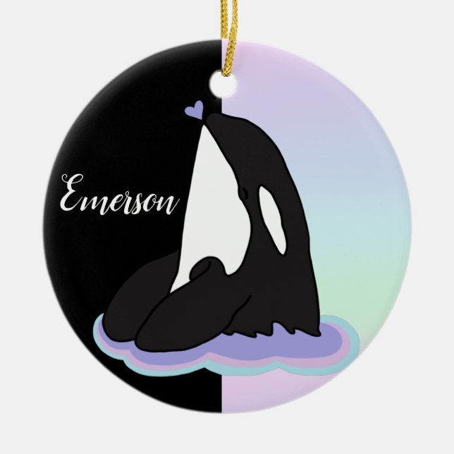 Personalised Orca Killer Whale Ceramic Ornament (Front)