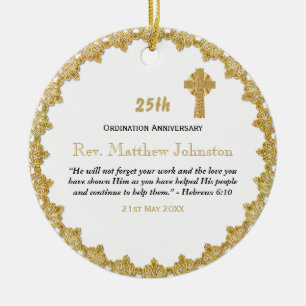 Personalised ORDINATION ANNIVERSARY Priest Pastor Ceramic Ornament