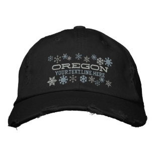Personalised Oregon Winter Snowflakes Embroidered Hat