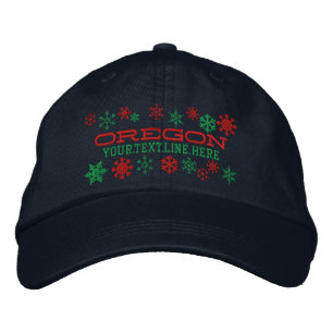 Personalised Oregon Winter Snowflakes Embroidered Hat