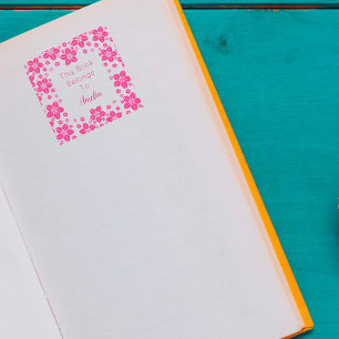 Personalised Oriental Flower This Book Belongs To Self-inking Stamp