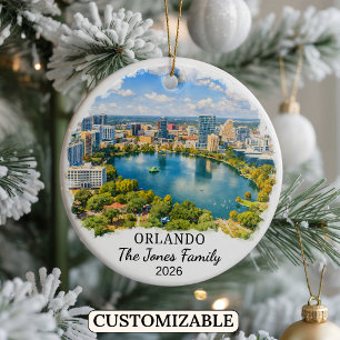 Personalised Orlando Ornament, Custom Florida Ceramic Ornament