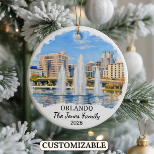 Personalised Orlando Ornament, Custom Florida Ceramic Ornament