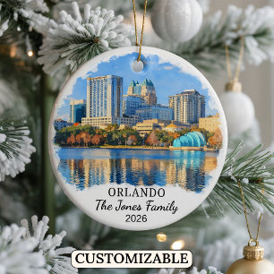 Personalised Orlando Ornament, Custom Florida Ceramic Ornament