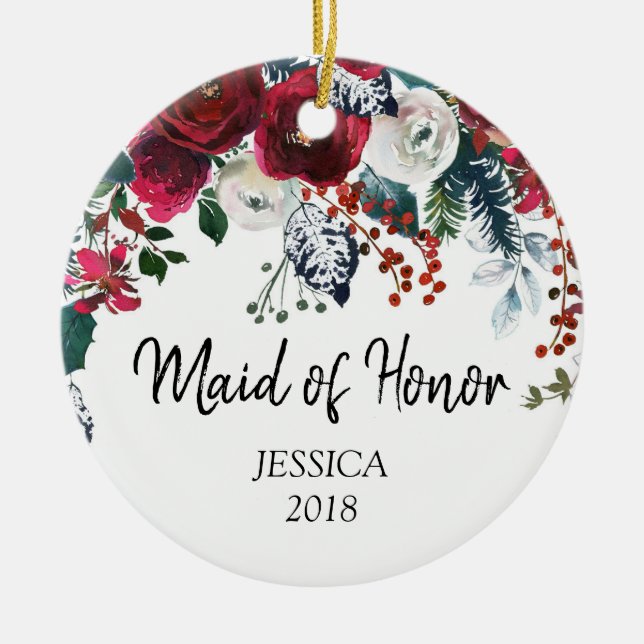 Personalised Ornament for maid of honour (Front)