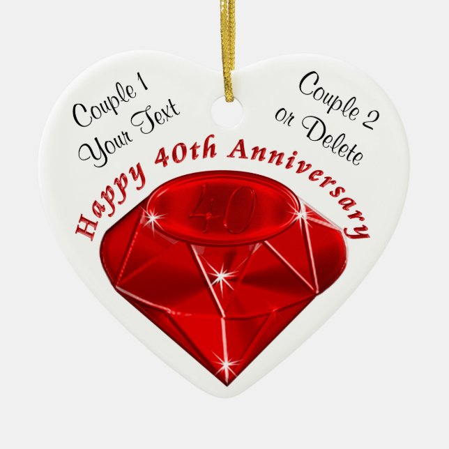 Personalised Ornament Ruby 40th Anniversary Gifts (Front)