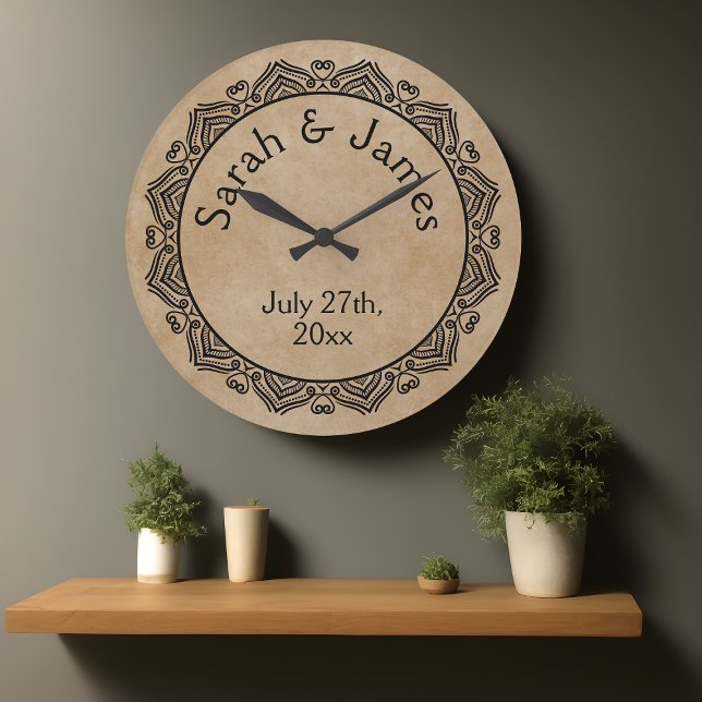 Personalised Ornamental Wedding Round Wall Clock (Creator Uploaded)